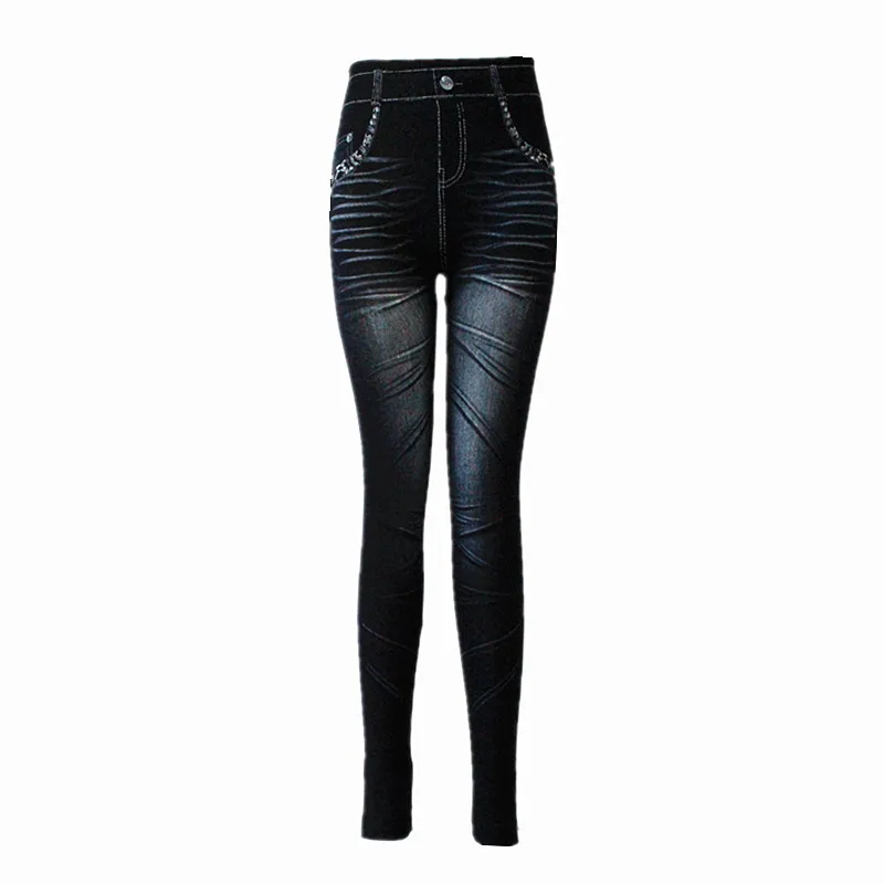 

Ladies seamless 4 way stretchy spandex denim jeans look jeggings,Women casual sliming jeans leggings