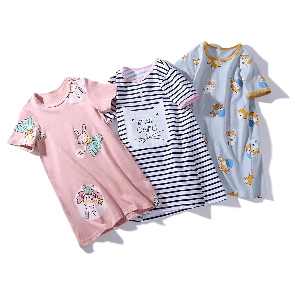 

Summer Girl's Pajamas Dresses Baby Cartoon Cotton Sleep Dress Mother and Daughter Nightwear Skirts Nightdress Family Nightgown, Picture shows