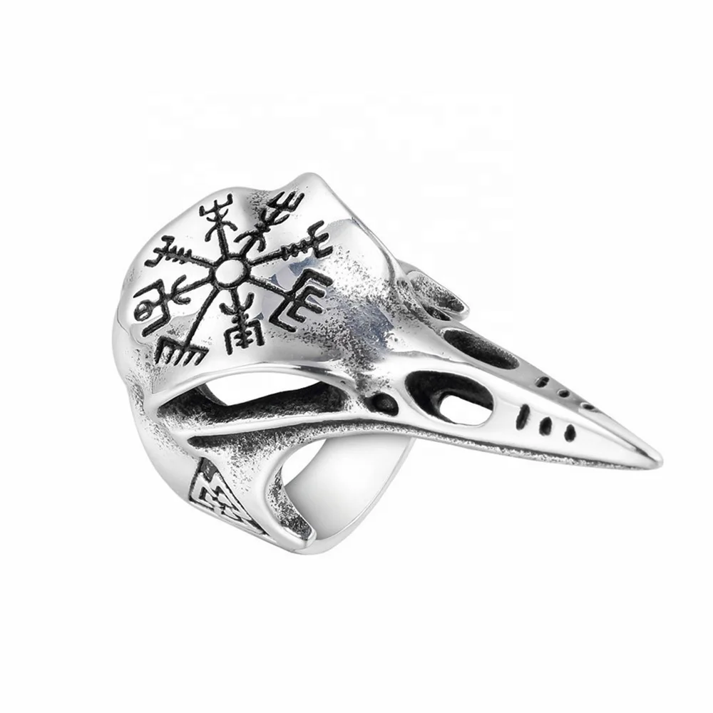 

MECYLIFE Men's Viking Ring Stainless Steel Raven Head Ring