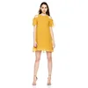 New Fashion Women Round Neck Off Shoulder Key Hole Button Closure Sexy Mini Casual Chiffon Dress
