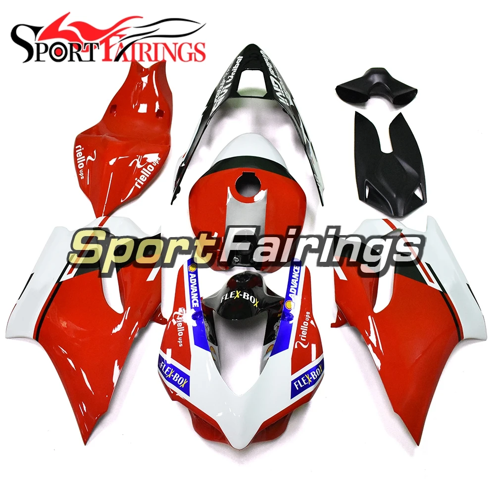 

Fiberglass Racing Full Fairing Kit For Ducati 899 1199 2012 2013 899s 1199s 12 13 Motorcycle Bodywork - Glossy White Red Black, As pictures shown