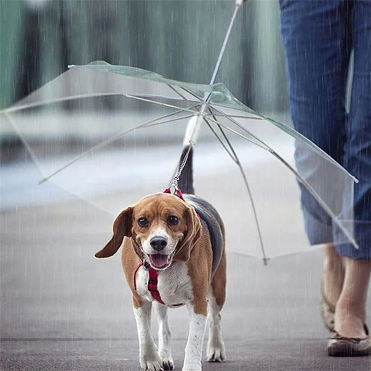 

Dog Umbrella Foldable Waterproof White transparent Pet Plastic Umbrella For Dog