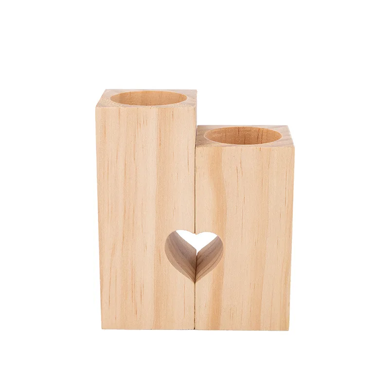 

Wooden Tea Light Candle Holder Creative Heart Hollowed-out Candlestick Romantic Table Decoration For Home Birthday Party Wedding