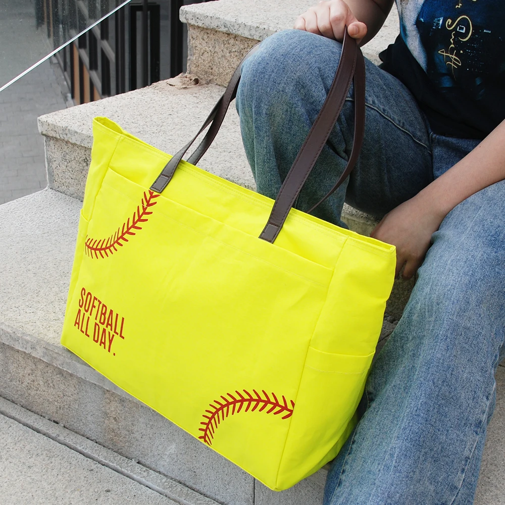 Baseball Softball Tote Bags Large Size Handbag Women Canvas Sport