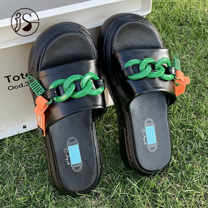 

Wholesale 2021 new thick bottom sandals for women fancy soft slides footwear outdoor casual women sandals, Customized color