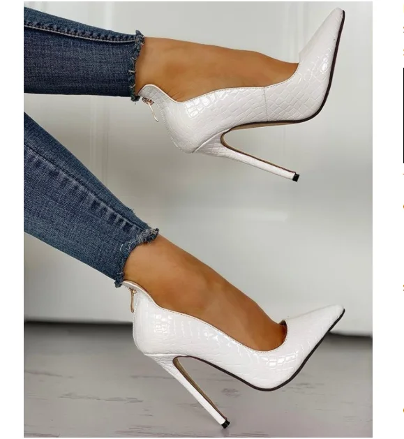 

Women's single shoes spring 2021 new sexy super high heels women's shoes fashion pointed shallow mouth single shoes, White, black
