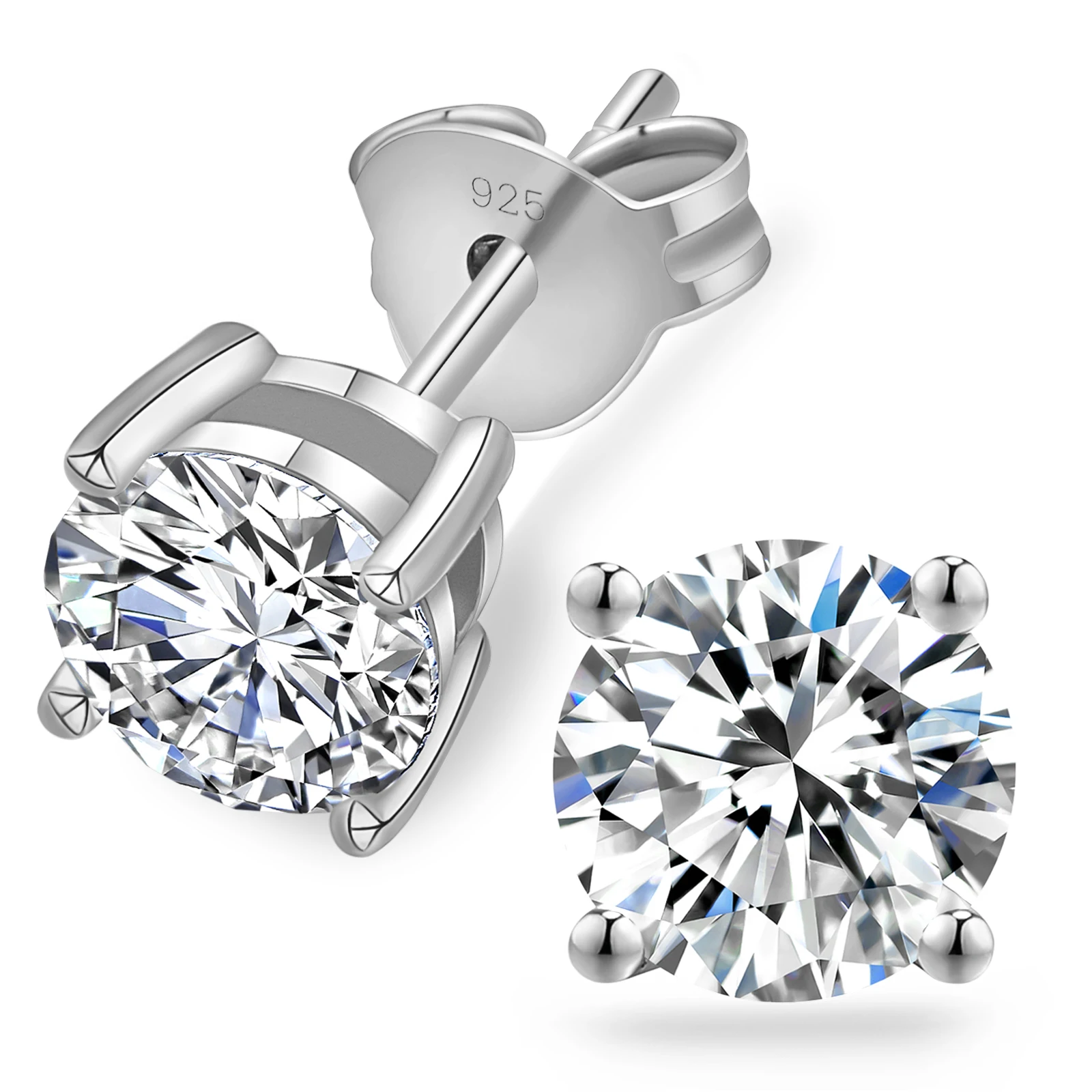 0.1ct-5ct 3-11mm Moissanite Earrings 925 Sterling Silver Gold Plated Studs D Color VVS Diamond for Men Women GRA Luxury Jewelry