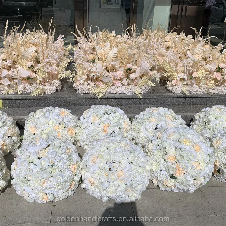 

QSLH Ti136 large white flower balls rose artificial flower balls hydrangea flower ball wedding centerpieces for party table