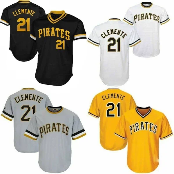 

Mens pittsburgh pirates baseball Cheap High Quality Short Sleeves Pullover Uniform 21 CLEMENTE Jerseys Custom Shirts