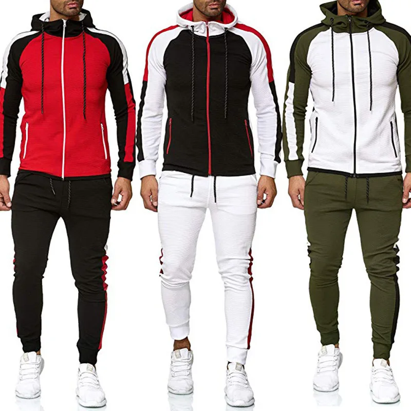 

Custom Logo High Quality Comfortable Breathable Jogging Suits Plain Sweat Suit Sport Tracksuits Sets For Men, Black red