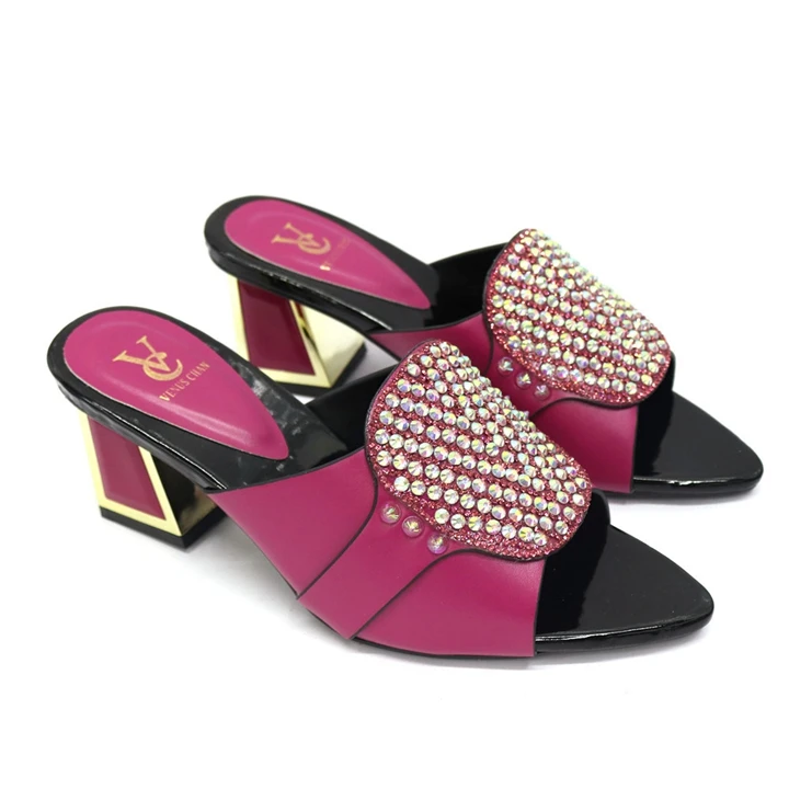 

AB7968 Slipper Shoes Women Summer Shoe Yellow Shoes For Women Slides Flat Slippers, Magenta,gold,black,teal,ect