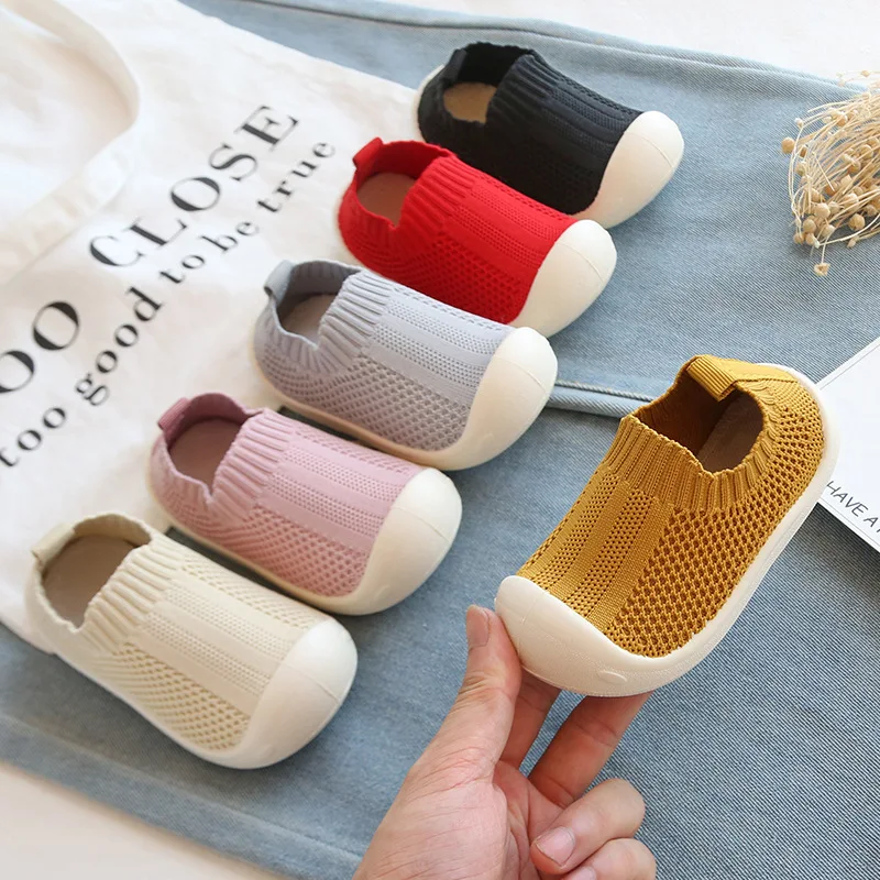 

Rubber Kindergarten Indoor Crochet Anti-Slip Soft Sole Newborn Crib Self Care Infant Mesh Toddler Baby Shoes For Boys And Girls