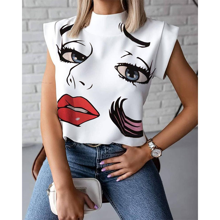 

New Fashion Top Plus Size Women's Plain T-Shirt Printing Vintage Polyester Women Blouse T Shirt, Customized color