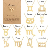 

Female Elegant Star Zodiac Sign 12 Necklaces Pendants Charm Gold Chain Choker Necklaces for Women Jewelry