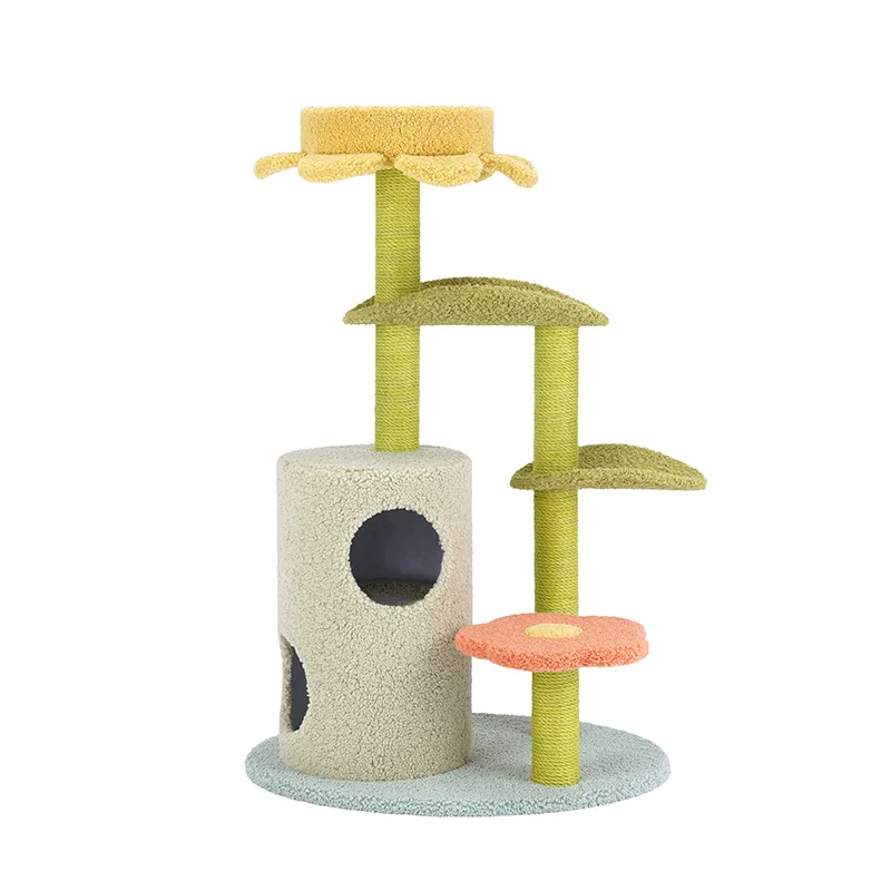 

Factory Direct Sales Modern Cat Scratcher Tree House Tower Curly Plush Large Cat Tree Toy, As shown