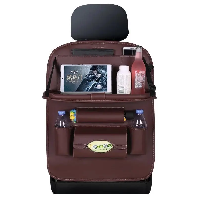 

PU Leather Car Seat Back Organizer Multi Function Backseat Phone Bottle Mug Holder Storage Bag Car Seat Cover
