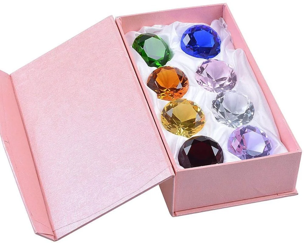 

50mm (2 in.) 8pcs /set Crystal Diamond Paperweight Table Decor Multicolor with Gift Box Gifts for child girlfriend
