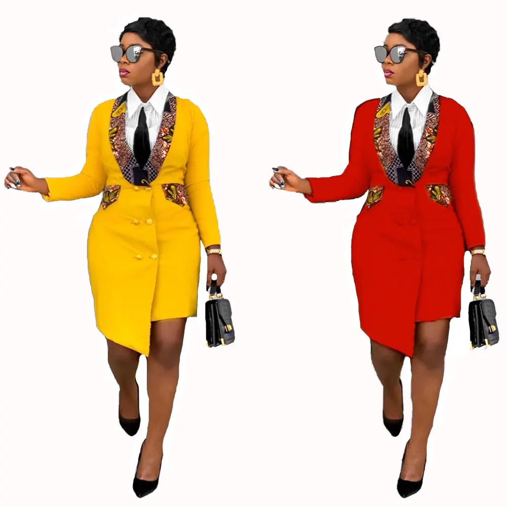 

20411-MX25 office wear suits collar plus size dress ladies sehe fashion