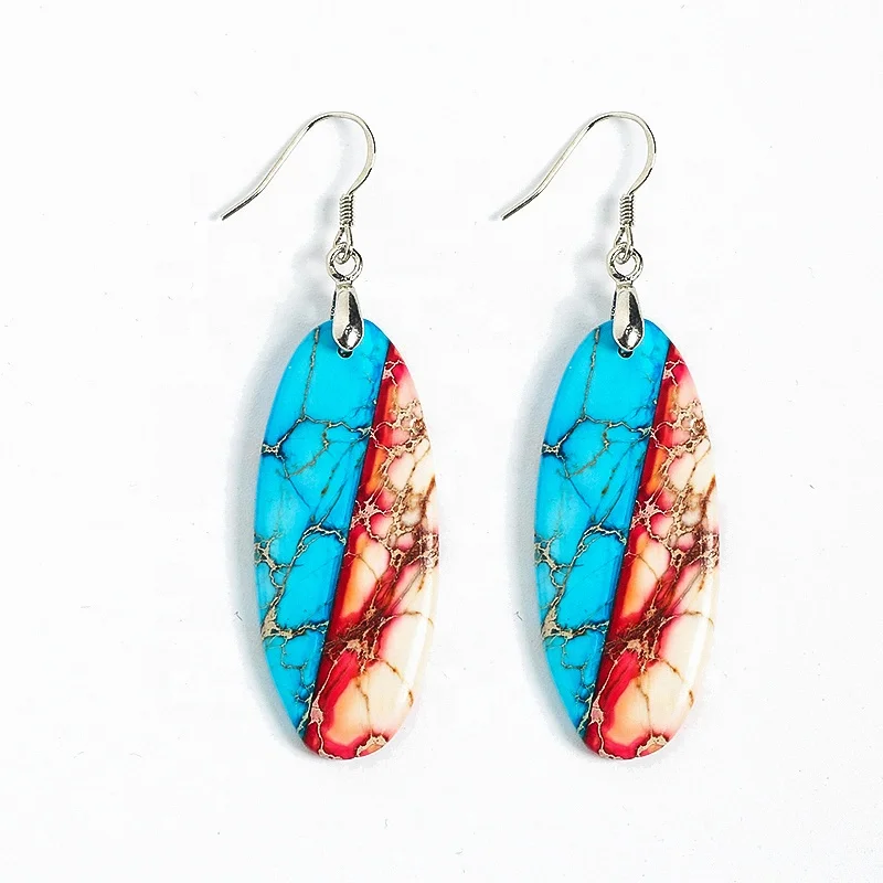 

Wholesale Oval Earrings Fashion Natural Stone Trendy Earrings 2022 Designer Jewelry Women Bohemian Earrings, Rich and colorful