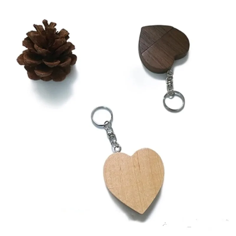 

USB 2.0 Wooden Heart USB Flash Drive Pendrive 64GB 32GB 16GB 4GB U Disk Memory Stick wedding take away gifts, Light wood colour/ deep wood colour