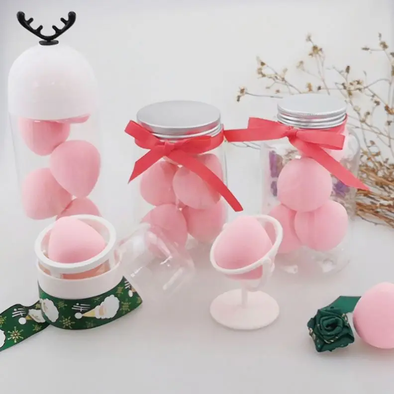 

Factory Natural Hypoallergenic Beauty Sponge Makeup Puff Cute Fruit Foundation Makeup Sponge Set 5 pcs, Black and white