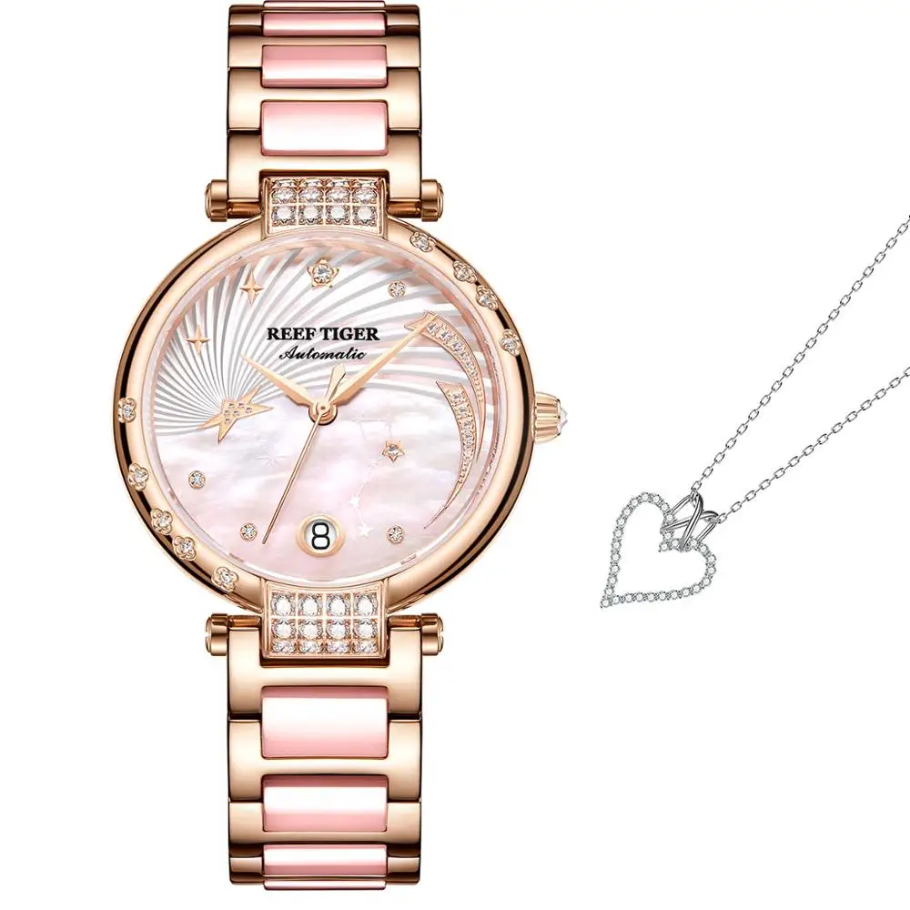 

Reef Tiger Fashion Women Watches Beautiful Watch Set With Necklace Jewelry