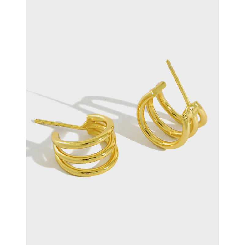 

Danyang S925 Sterling Silver Earrings Simple Multi-layer Line Circle Hollow Earrings for Women Jewelry