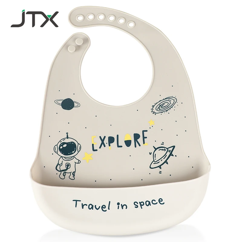 

JTX Wholesale Sublimation Printed Bpa Free Kids Feeding Soft Drool Waterproof Silicone Baby Bibs, 4color