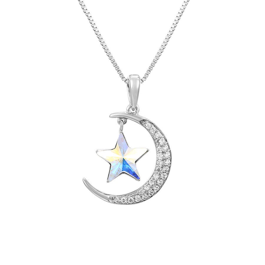 

46187 xuping Fashion classic star and moon multicolor Crystals pendant necklace