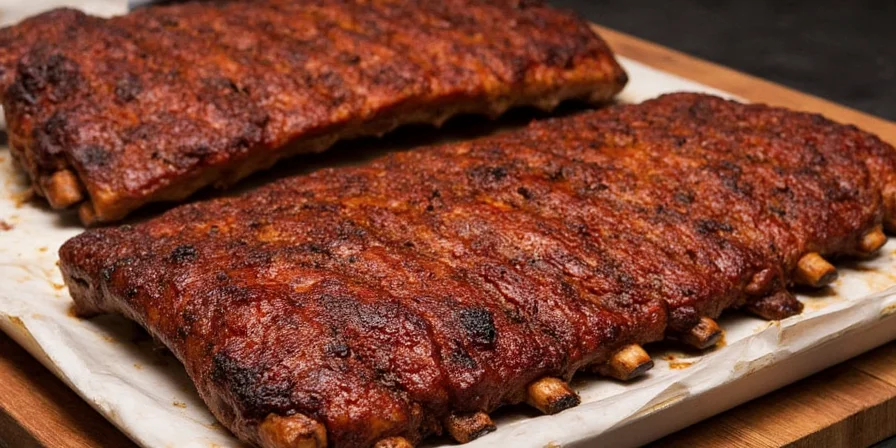 Perfectly cooked ribs served on plate