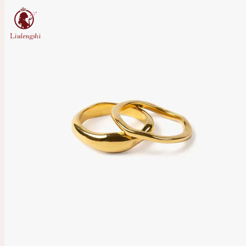 

Minimalist Geometric Design 18K Gold Plated Twist Circle Ring Stainless Steel Golden Stackable Irregular Finger Ring For Women