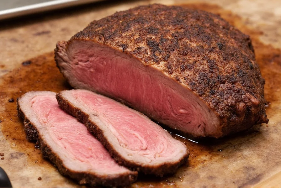 Sliced brisket showing perfect texture and smoke ring