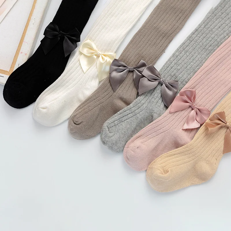 

New Spring and Autumn Seasons Children Socks Cotton Socks Bowknot Girls Leggings Baby Big PP Thin Pantyhose socks, 6 colors