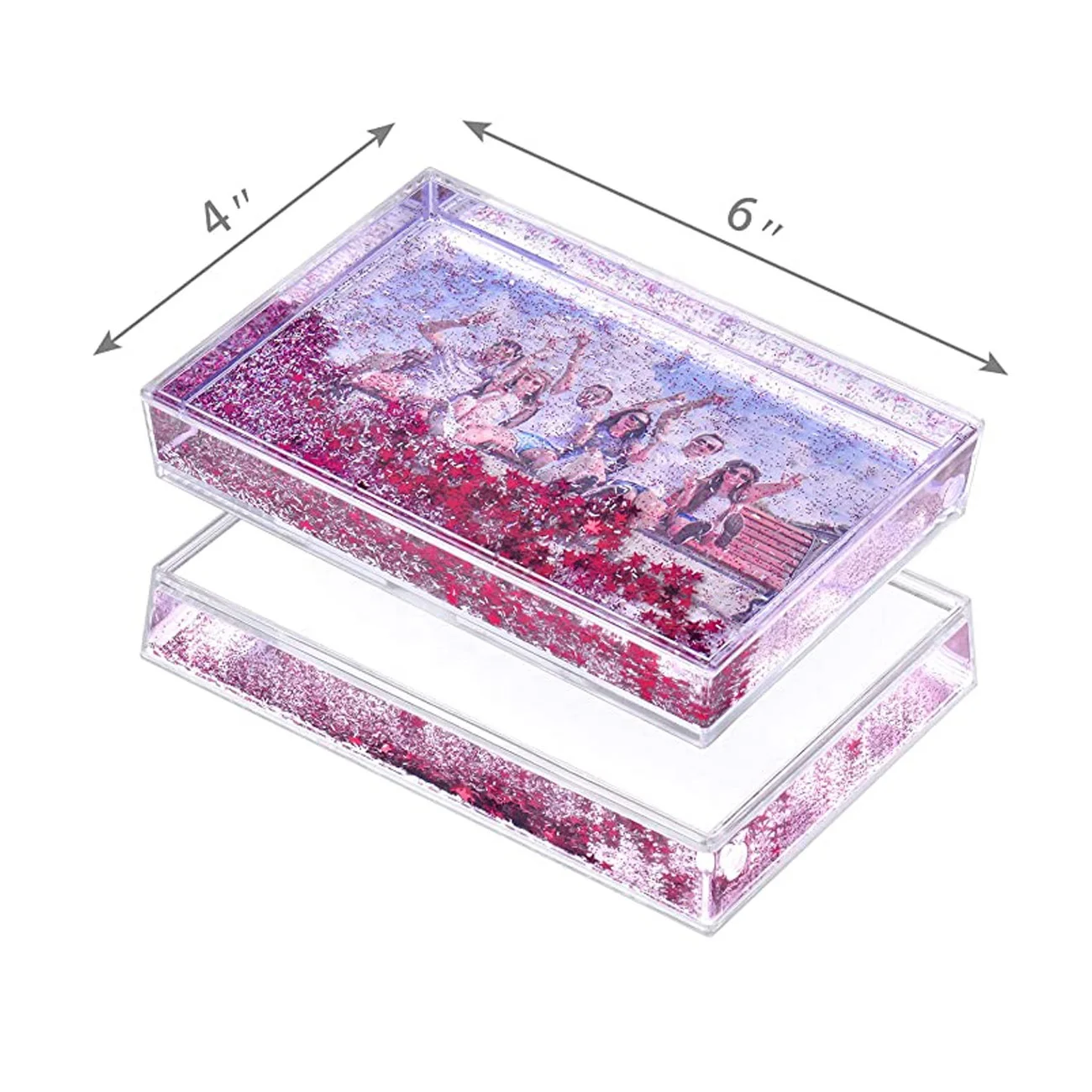 

Decorative Picture Frame 4"x6" Photo Holder Plastic Crystal Photo Frames for Couples, Clear acrylic, colorful glitters