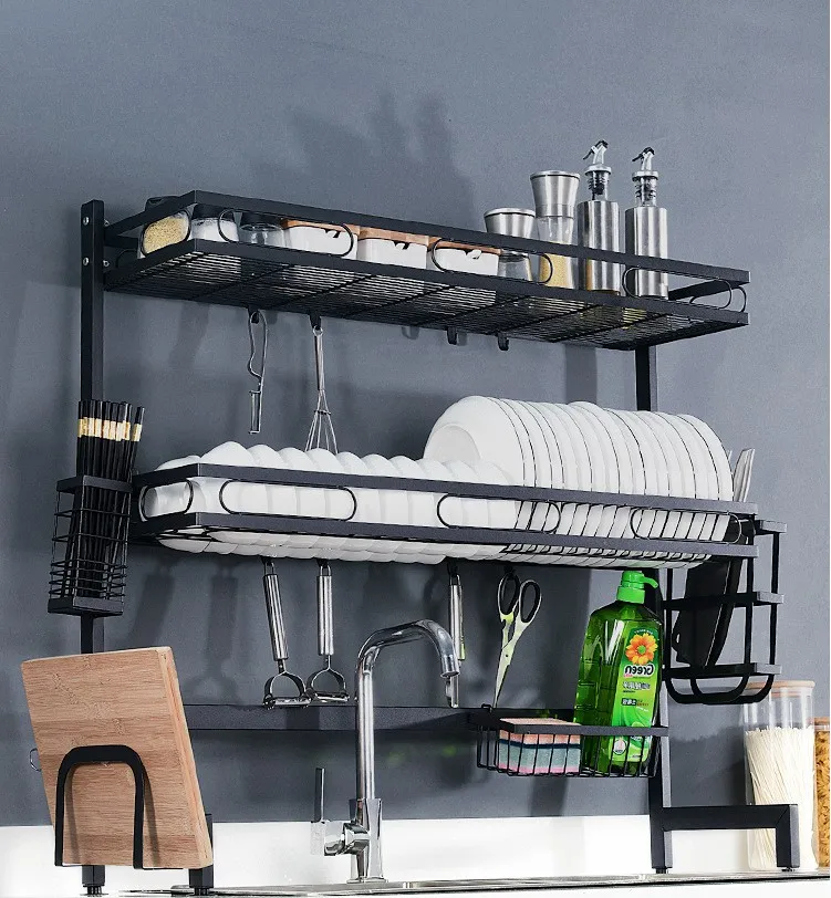 

Over Sink Dish Drying Rack Adjustable Length Kitchen Large Tableware Drainer Heavy Duty dish drying rack