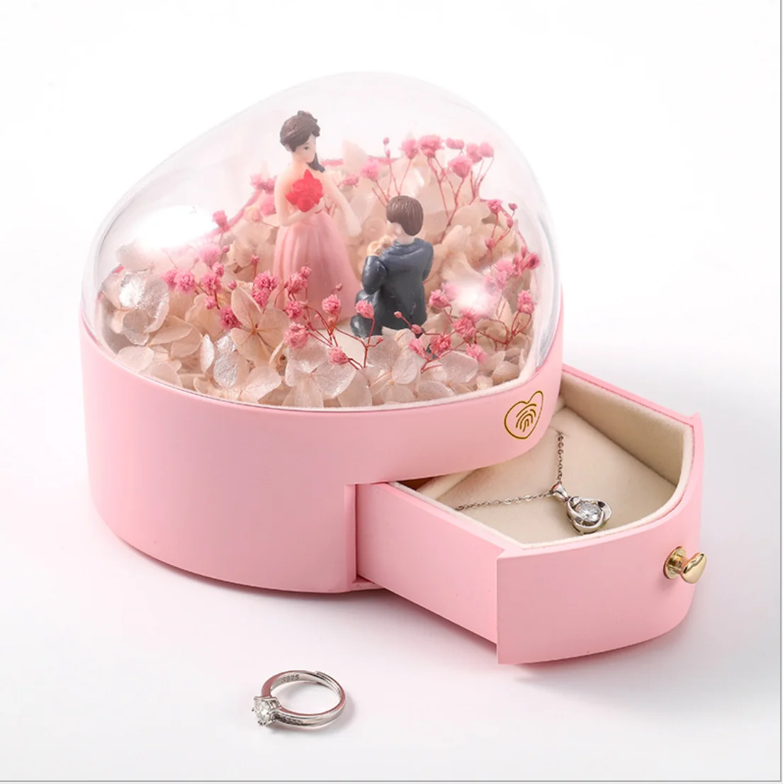 

2022 pretty pink flower necklace jewelry packaging valentine gifts box for woman, Pink and blue