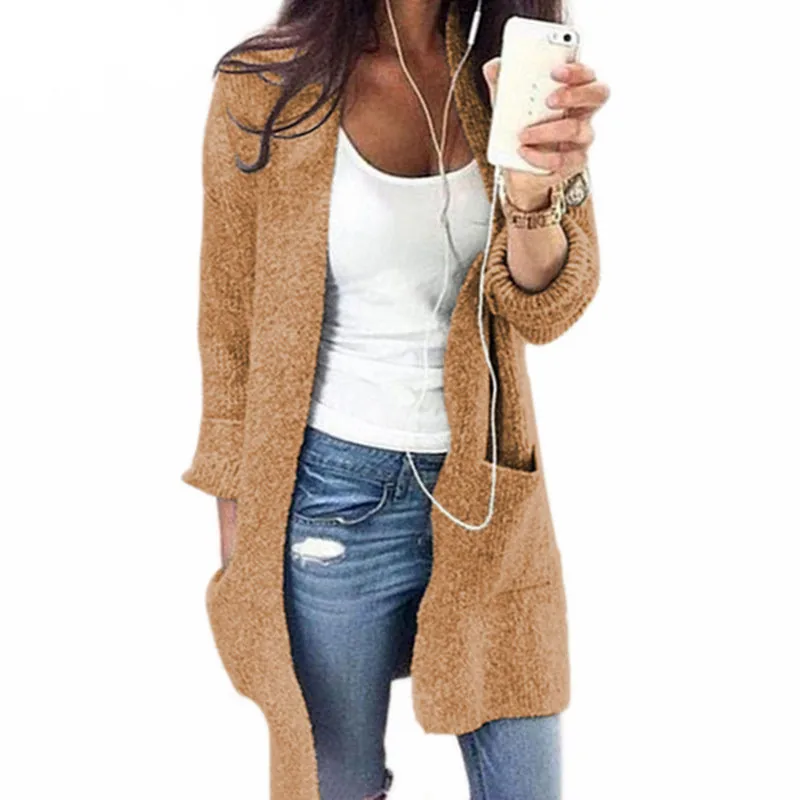

Hot Sale Ladies Cardigan Sweaters Woolen Front Open Hot Sale Ladies Cardigan Sweaters Woolen Fro Pocket Cardigan Sweater Knitted