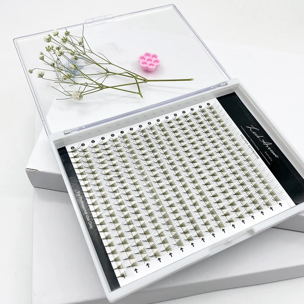 

3d 5d 6d handmade pointy base short stem pre made fan eyelashes lashes tray eyelash extensions loose promade premade volume fans, Black