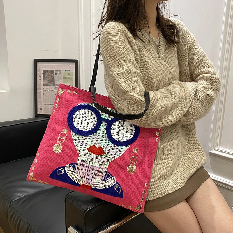 

Wholesale ladies tote bag 2022 designer new women hand bags fashionable and interesting pattern PU leather shoulder ladies bag, Customized color