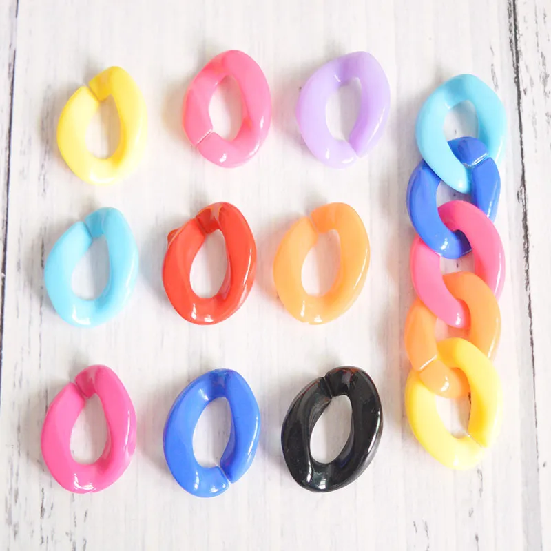 

HongTong Summer Hot Sale Solid Color Plastic Acrylic Twisted Chain Cuff 17x23mm DIY Acrylic Backpack Chain, Multi-colors
