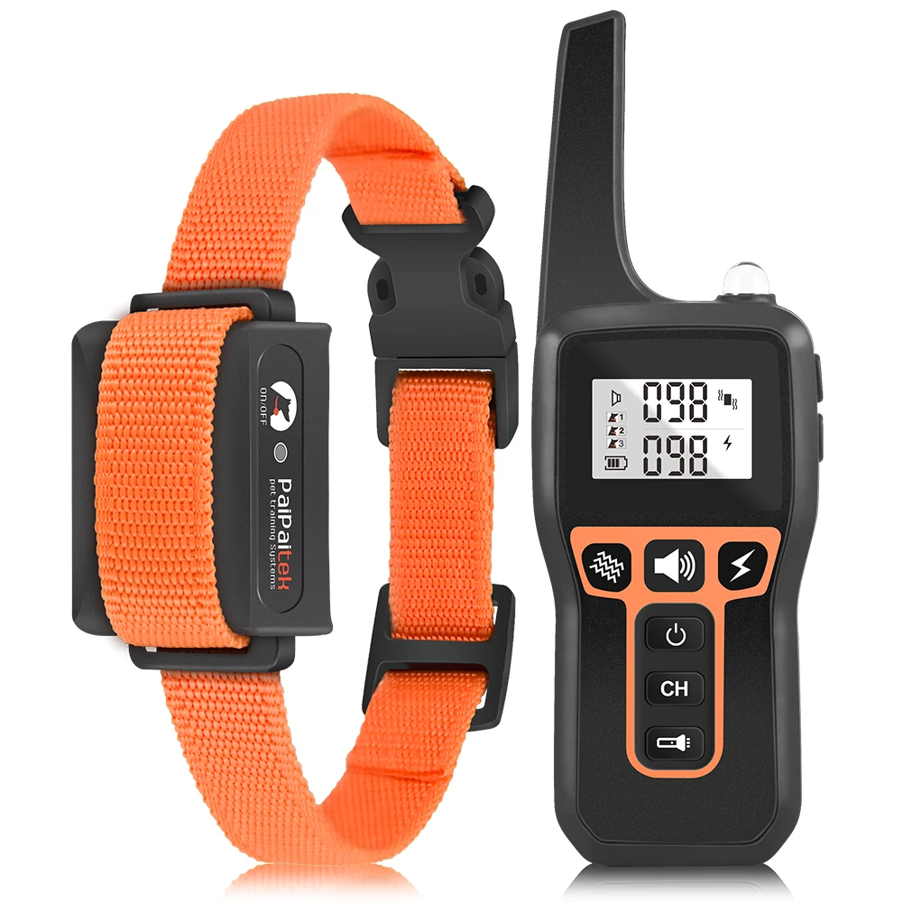 

Rechargeable IPX7 Waterproof 1000M Remote Beep Vibration Shock Pet Training Collar For Dog