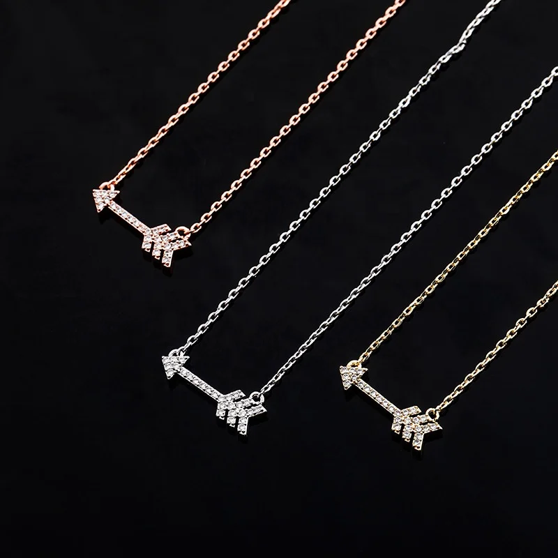 

2021 New 925 Sterling Silver High Quality Iced Out Cubic Zirconia Cupid's Arrow Pendant Necklaces Hip Hop Fashion Jewelry Gifts