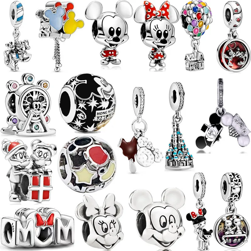 

Factory Wholesale beads Sterling Silver 925 Charm Beads Suitable For snake Bracelet mickey minnie Mouse Charm Beads diy charm
