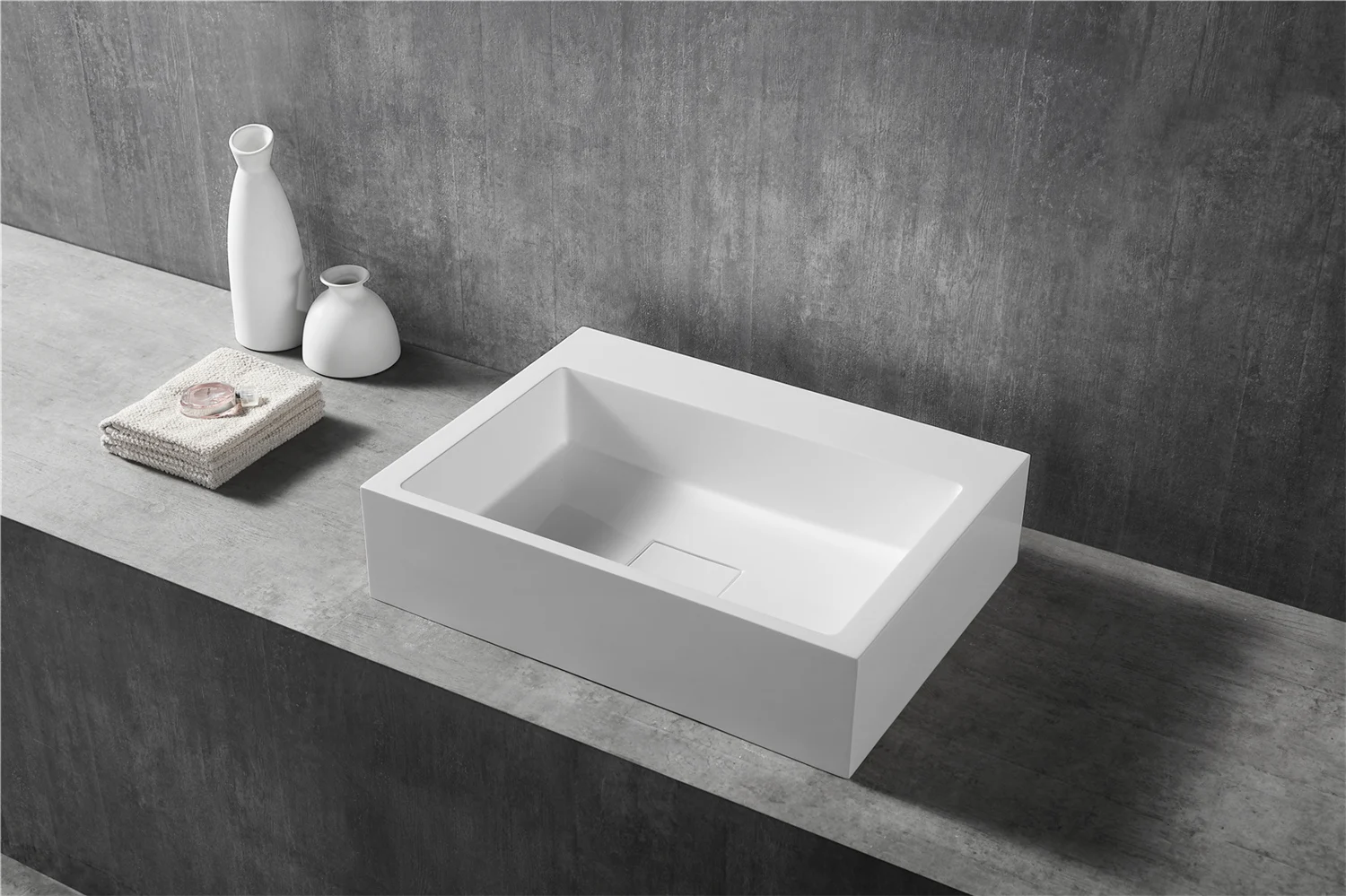 Acrylic solid surface washbasins rectangular