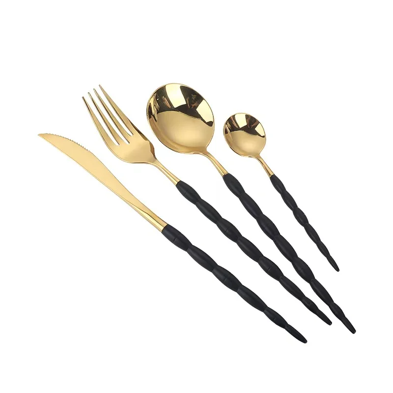 

High Quality Elegant Stainless Steel Cutlery Flatware Set Gold Cutlery Set With Gift Box, Silver/gold/rose gold/multicolored/black/gold+color handle