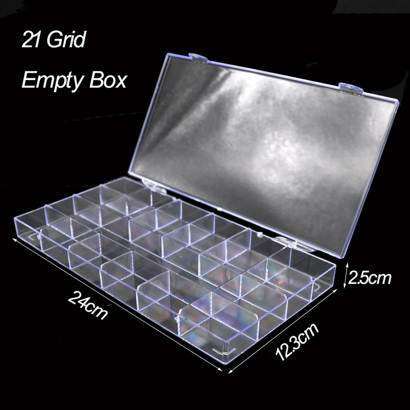 

21 Grid Clear Plastic Empty Box Nail Art Storage Glitter Charm Crystal DIY Nail Art Decoration Container Manicure Tools