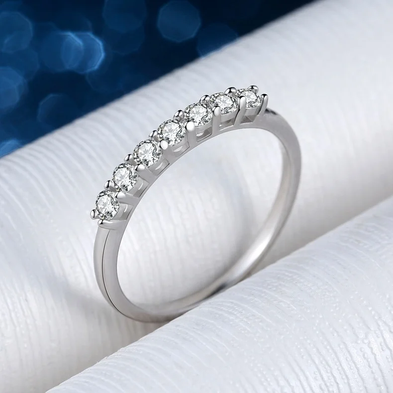 

2021 hot sale sterling silver ring jewelry diamond zircon wedding rings sterling silver ring with pave band Factory wholesale, Silver color