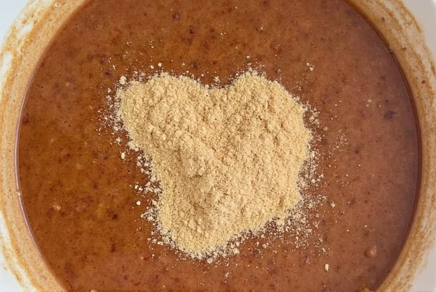 Filé powder being sprinkled into a bowl of gumbo