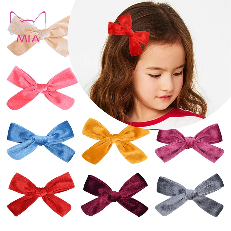 

MIA Free Shipping colorful velvet baby hair bow with half lined clips 283, Baby hair clips