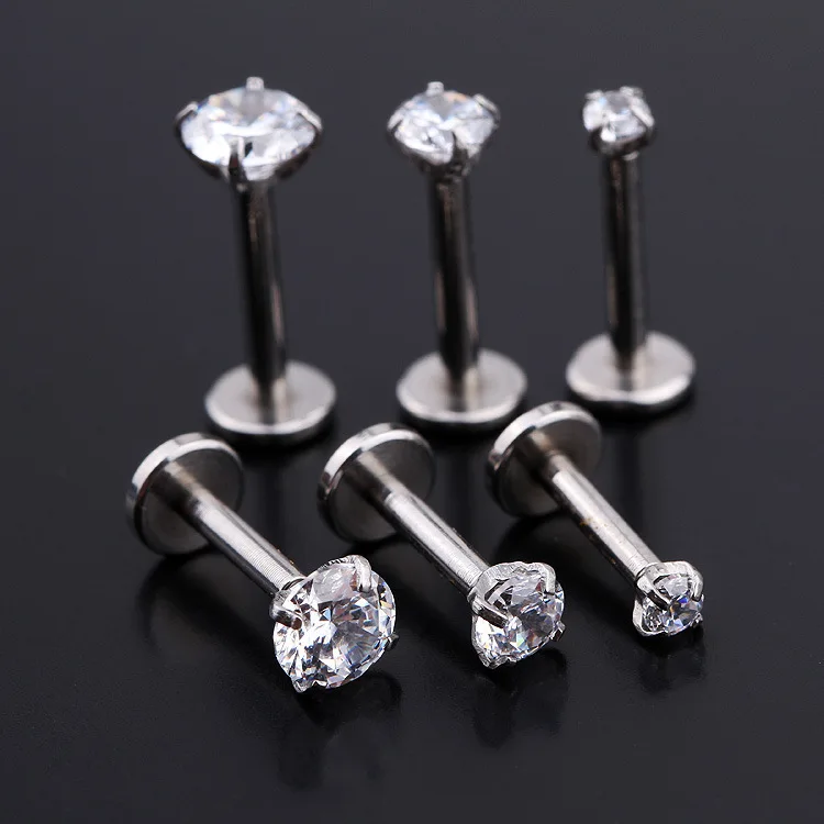 

New Design G23 Titanium fashion Zircon surface tongue labret piercing jewelry